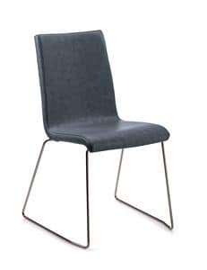 Loria, Padded sled chair in rod, for waiting rooms