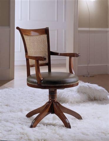 M 616, Swivel chair with Vienna straw, with armrests