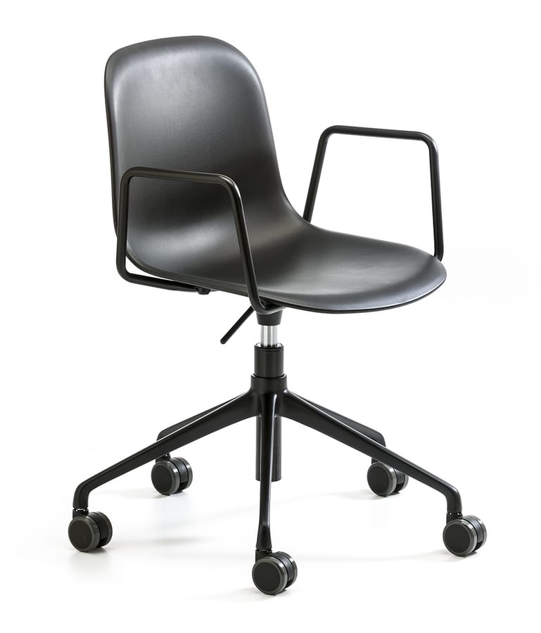 Máni plastic AR HO, Chair with wheels for office, adjustable height