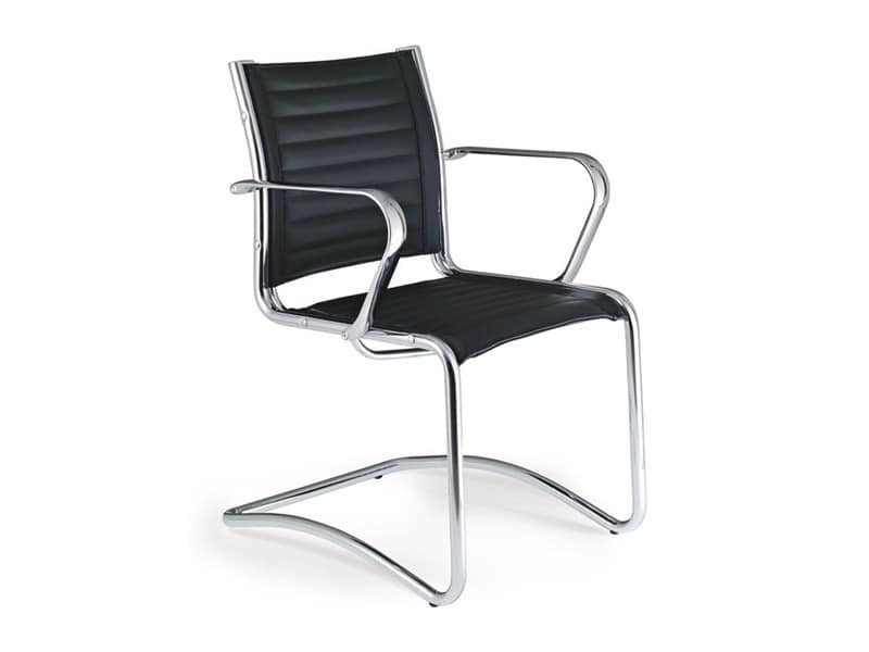 Origami TD guest 70050, Chair made of chromed steel with leather upholstery