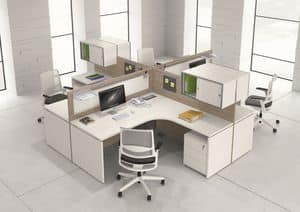 Atlante comp.14, Modular desks, with various accessories, for office