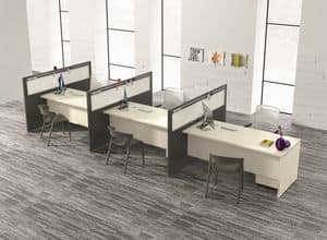 Atlante comp.18, Series of office tables, with partition walls