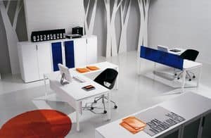 Pegaso comp.1, Modern office workstations, multiple, metallic frame