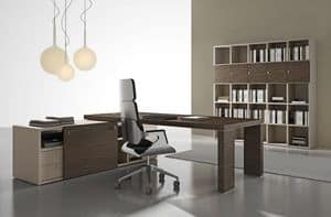 Titano comp.2, Table for modern executive office, in silver ebony