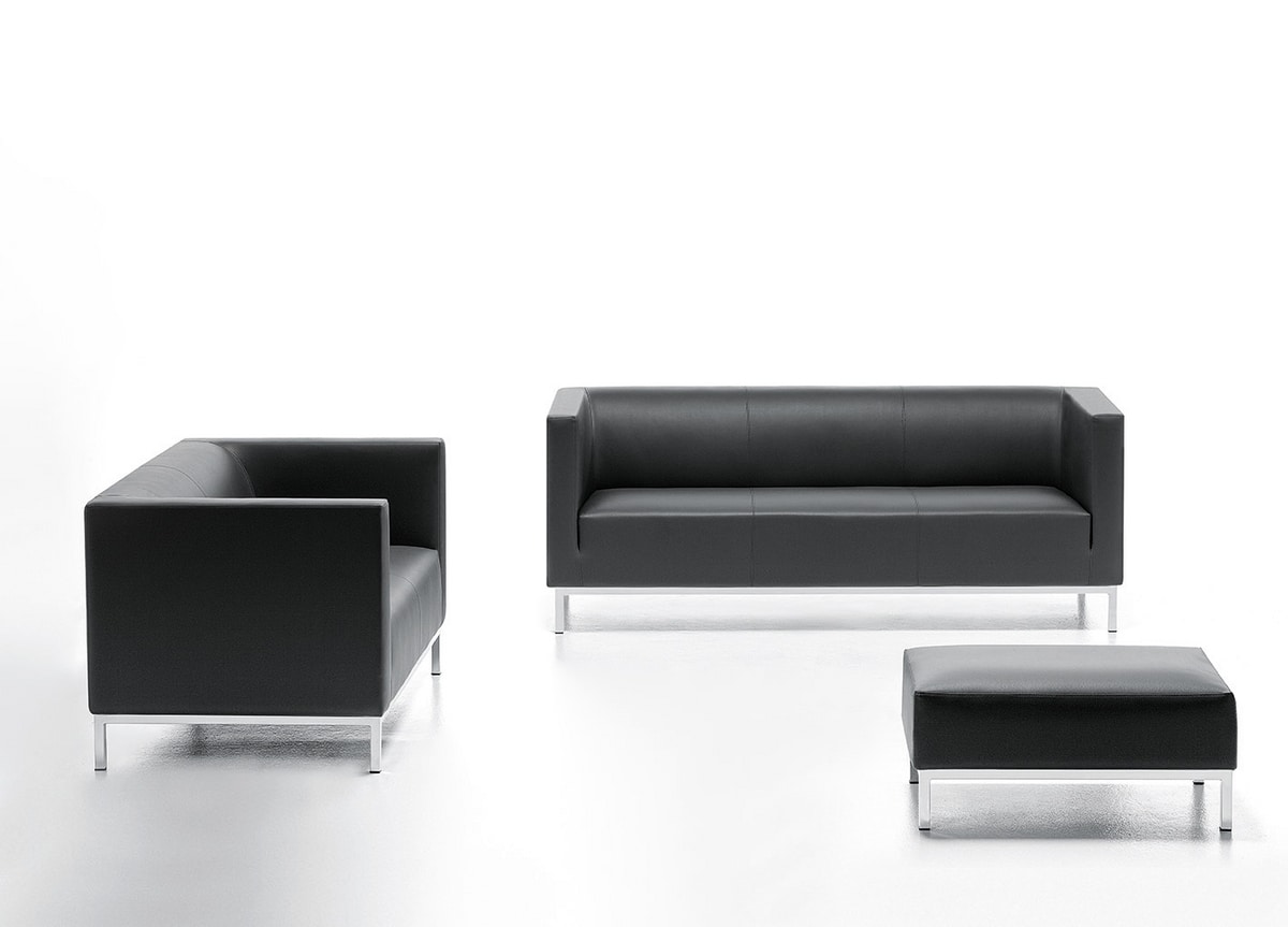 Argo 02 03, Elegant sofa in faux leather, for waiting room