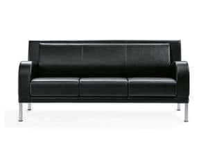 Kristall, 3 seater sofa with steel feet, for waiting areas