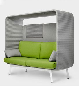 PRIVÉE, Padded sofa, with panels for insulation against ambient noise, suitable for shared workplaces