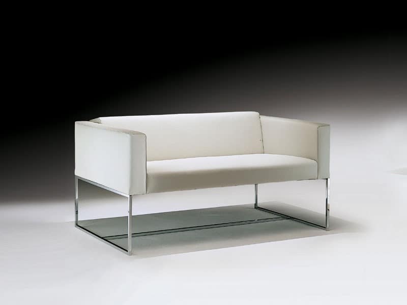 Square sofa, Sofa with square tubular in steel, for waiting room