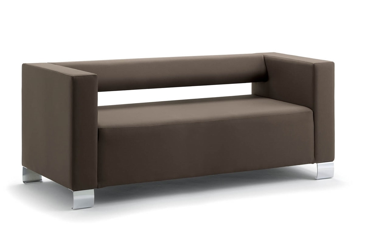 UF 149 UF 150, Squared sofa with chrome legs, essential