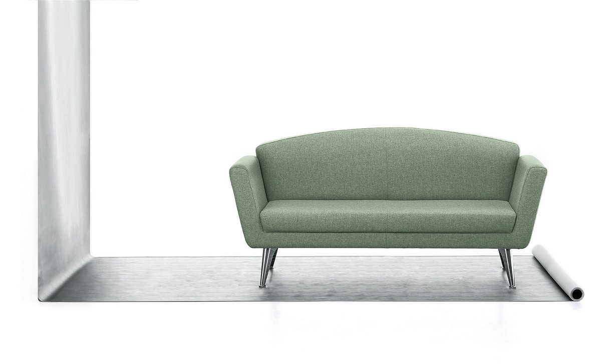Wing 02, 2 seater sofa, upholstered in polyurethane, steel base