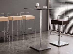 Mark H75 CU, Modern barstool in metal and leather,in modern lines
