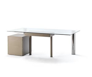 Abaco, Elegant desk with glass top