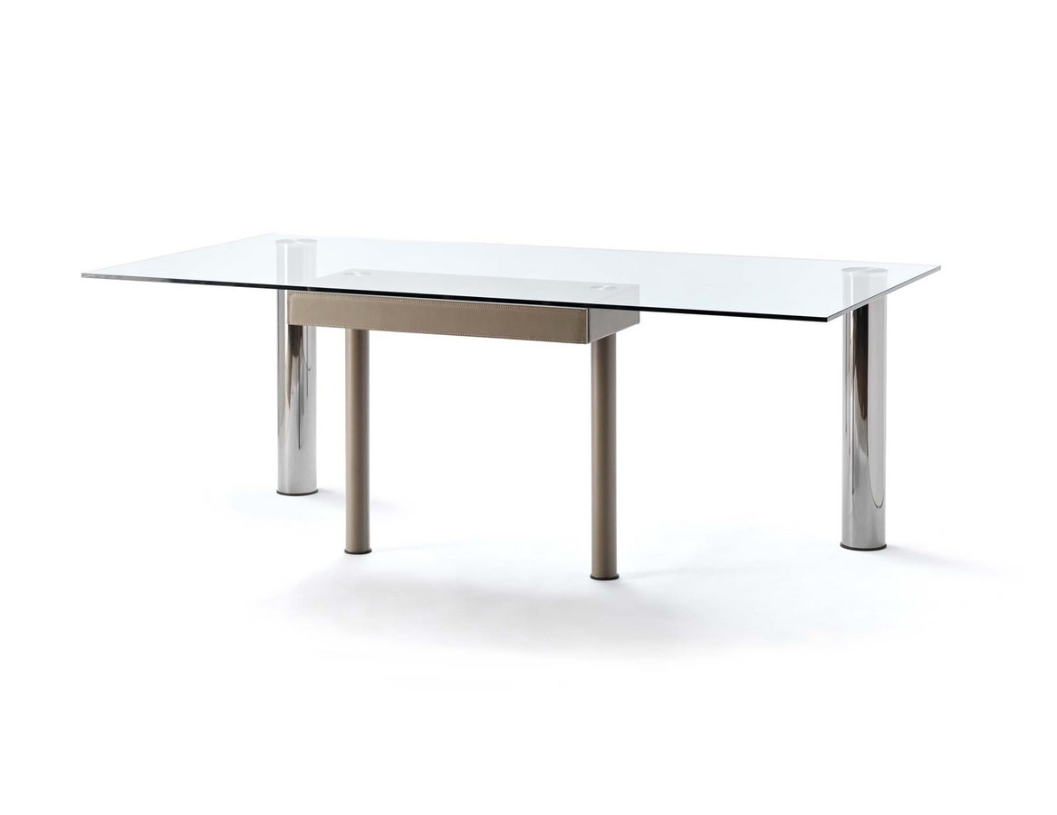 Abaco, Elegant desk with glass top