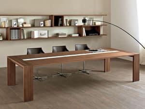 Accademia meeting table, Wooden table for meeting room, with cable guide