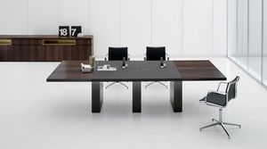 Ar.tu comp. 03, Meeting table in wood and leather