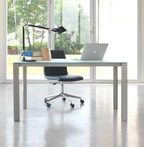 dl80 lugano, Desk table in aluminum with glass top