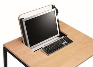 KUDOS 974, Retractable PC storage table, in metal and laminate