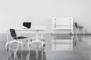 Savio 227r, White table with wheels ideal for office