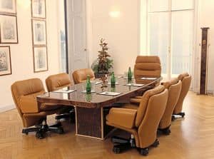 Venus meeting, Table in briar for refined meeting rooms in classic contemporary style