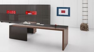Ar.tu comp. 02, Executive desk in canaletto walnut and titani lacquered