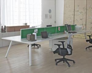 Asterisco In Bench, Desking system for office, with oblique legs