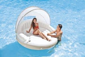 Floating island Intex - 58292, Cot inflatable float, rounded shape, with sunshade and bottle holders