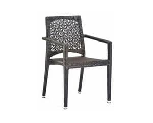 Altea chair with arms, Outdoor chair with armrests, weaving in synthetic fiber