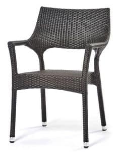 Cafenoir chair, Armchair in woven plastic, economic, for outdoor side