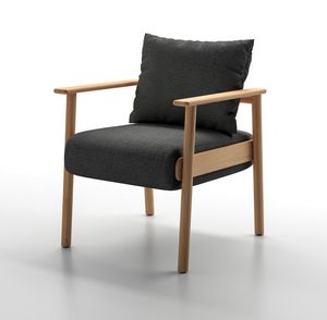 ELIO PT, Outdoor padded armchair, in teak wood