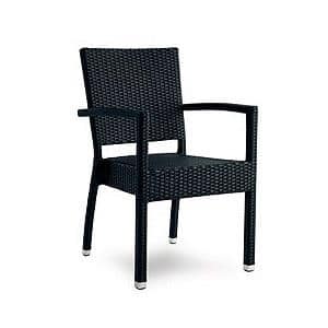 Giglio chair with armrests, Chair in aluminum and braided rattan, for outdoors