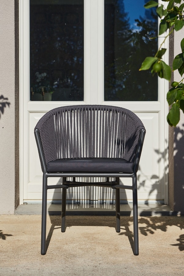 OPERA, Outdoor armchair in metal and rope