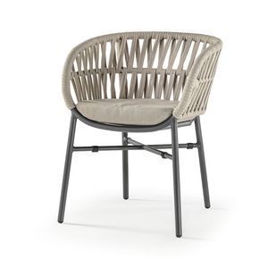 Papeete, Aluminum armchair, with rope weaving, for outdoors
