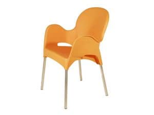 PL 029, Armchair in aluminum and polypropylene, for ice cream shop