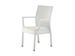 PL 900, Modern stackable chair with armrests, for ice cream parlors