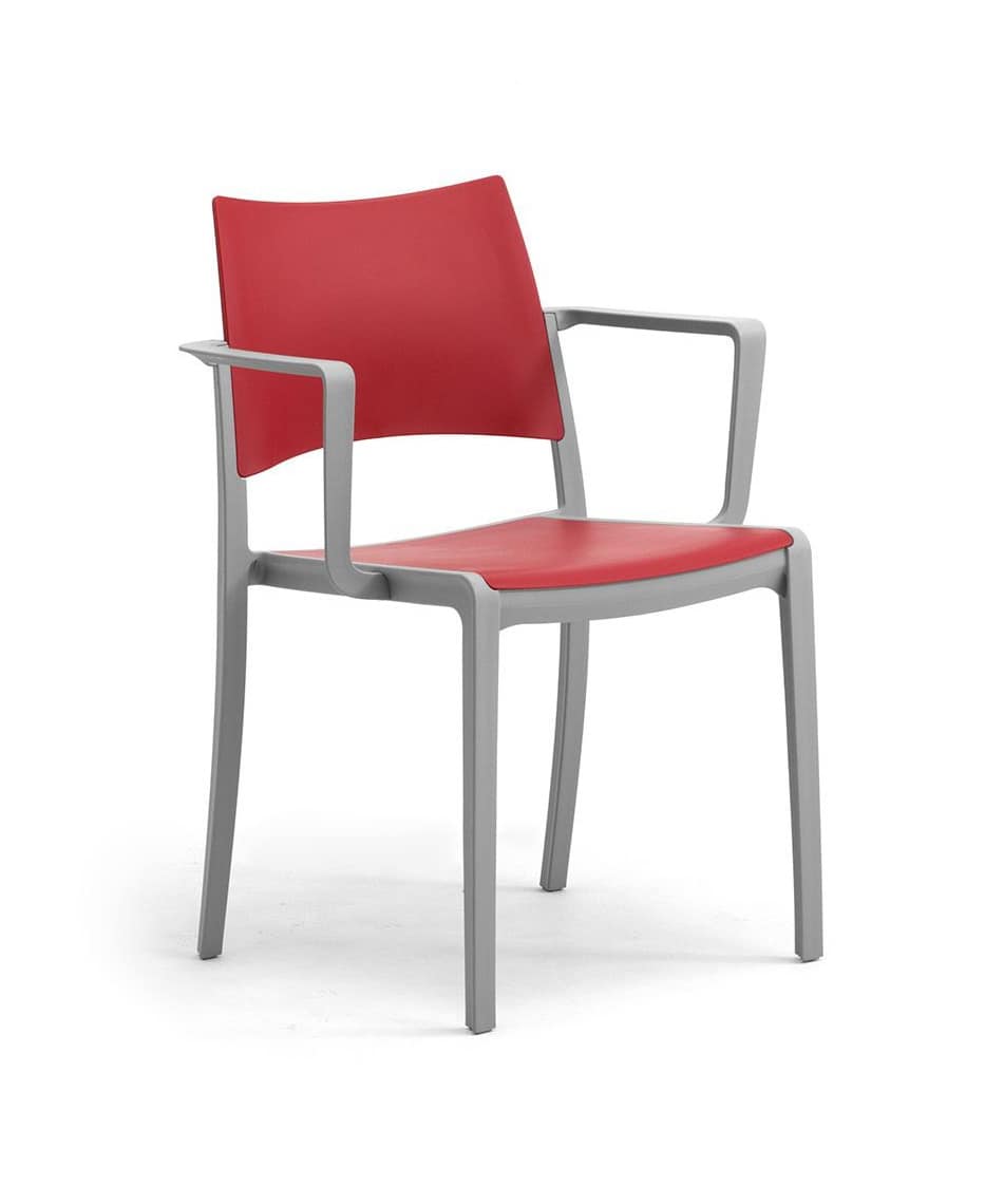 Staky, Stackable chair with seat and backrest in polypropylene