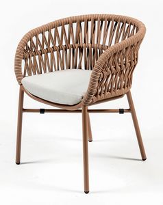 TROPICAL PT, Outdoor chair, stackable, in aluminum and rope