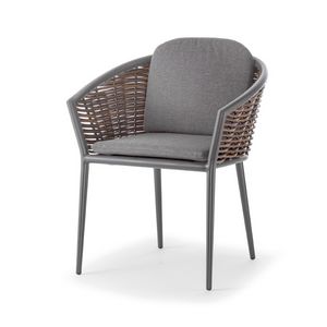 Vieste, Aluminum armchair, with rope weaving