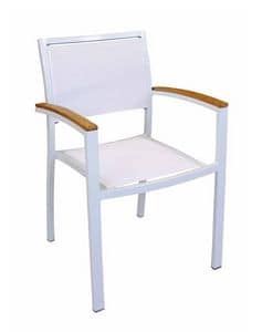 Zen P, Stackable armchair in painted aluminum, for external side
