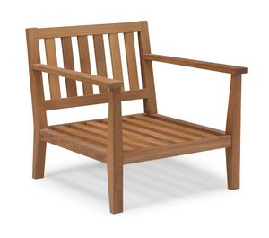 Armchair OF, Outdoor armchair in iroko wood, with an essential design