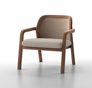 NARA P, Outdoor armchair in teak wood, with comfortable padded seat