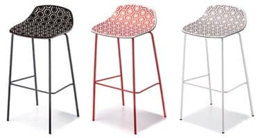 Alhambra Stool 67, Barstool in painted steel tubing, polymer seat