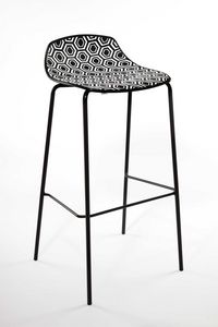 Alhambra Stool 67, Barstool in painted steel tubing, polymer seat