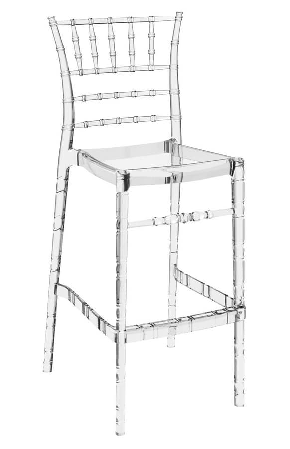 Chiavarina 75, Light and stackable polypropylene stool, for bar