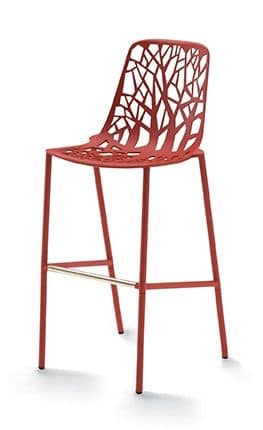 Forest 6801/6803 Stool, Stool with high back, in aluminum, for external