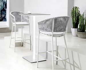 GAIA SG, Outdoor stool in aluminum and rope