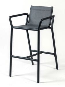 LIMA SG, Stool with armrests, in aluminum and textilene