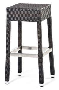 Lotus sgabello 2, Stool in aluminum and woven fiber, for outdoor use