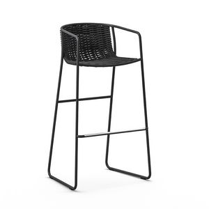 Randa ST, Barstool for the garden, in metal and woven fabric