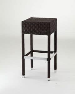 SG 710, Modern woven stool with footrest, for outdoors