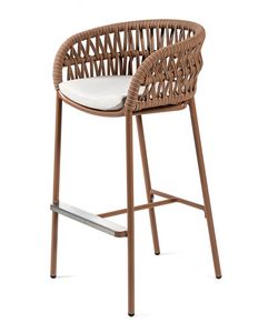 TROPICAL SG, Outdoor stool in aluminum and rope